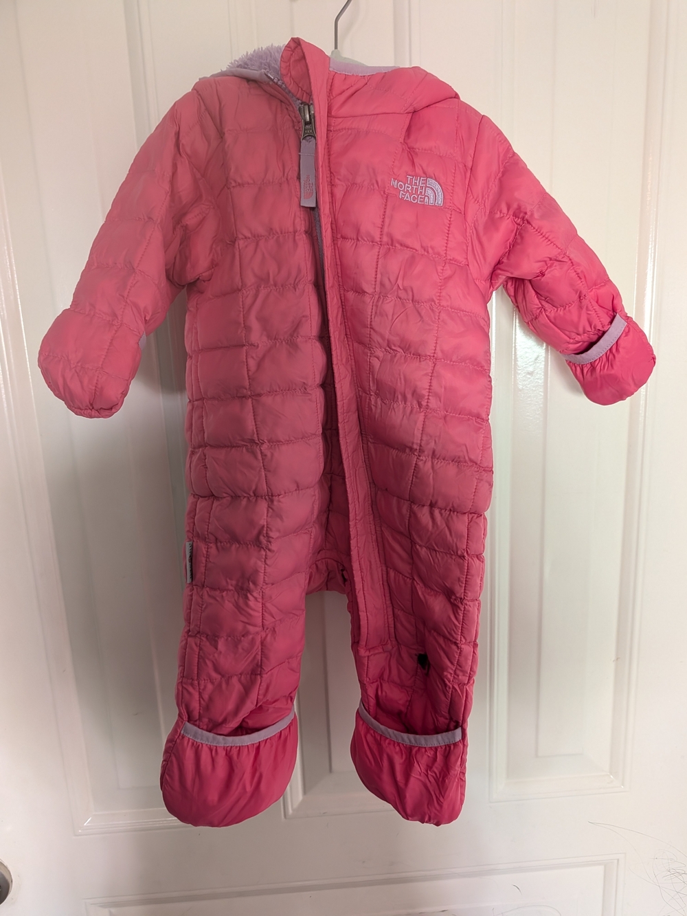 The North Face Pink Insulated Kids One-Piece Snowsuit